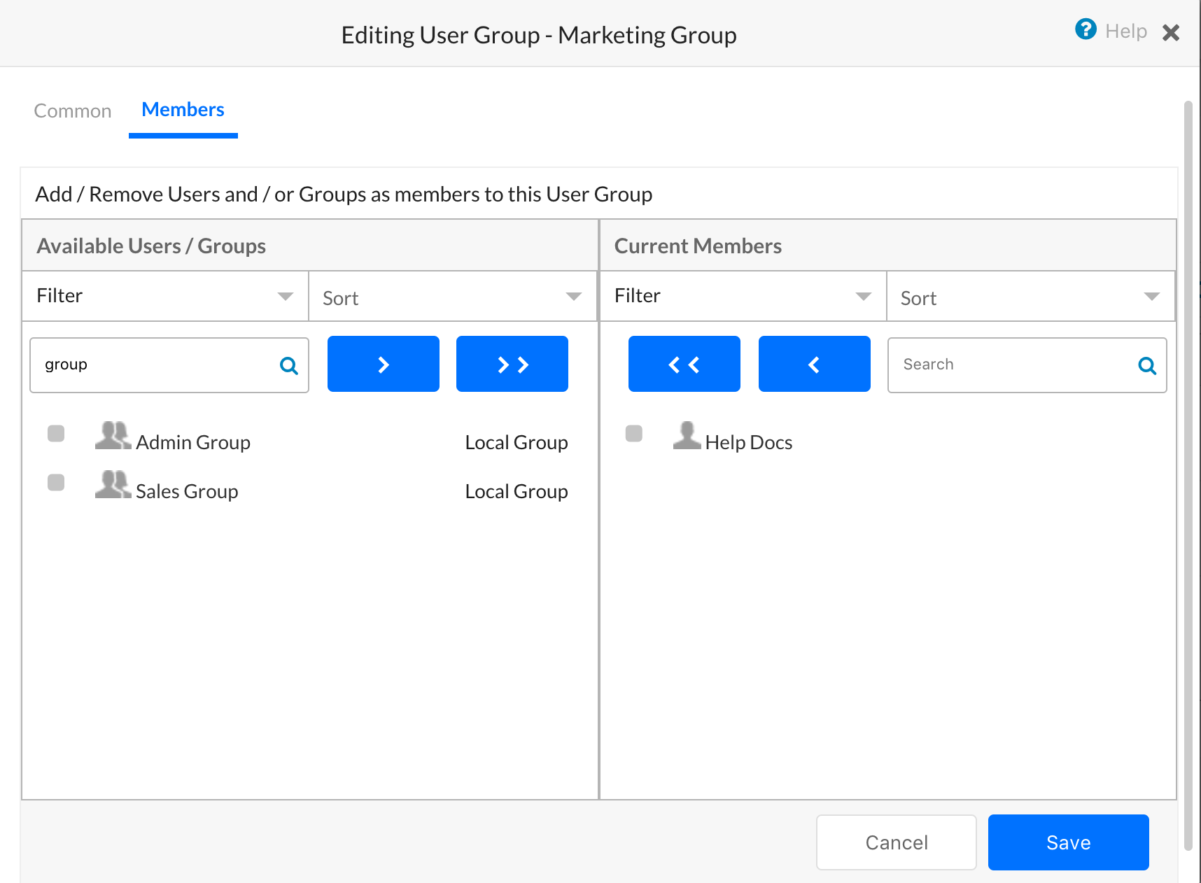 Editing User Groups