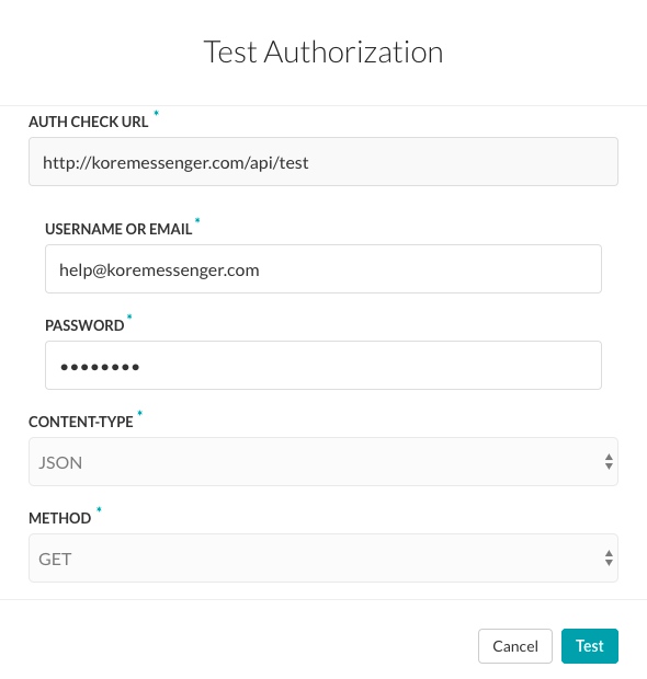 Test Authorization Dialog - OAuth V2 Password Grant